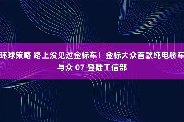 环球策略 路上没见过金标车！金标大众首款纯电轿车与众 07 登陆工信部